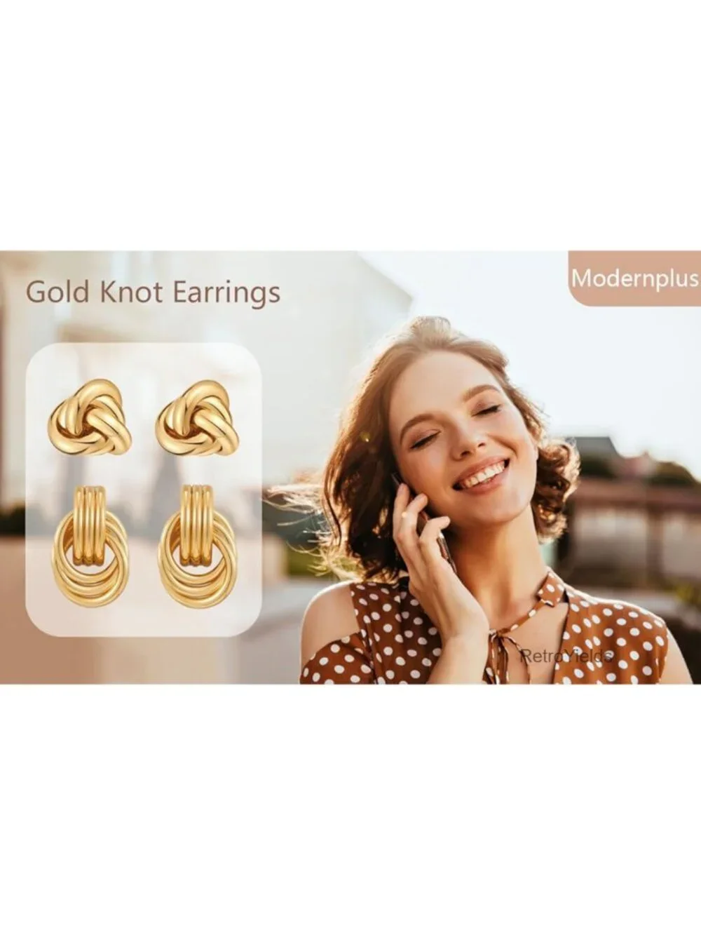 Chunky Gold Knot Earrings Geometric Drop Dangle Statement Earrings for Women -